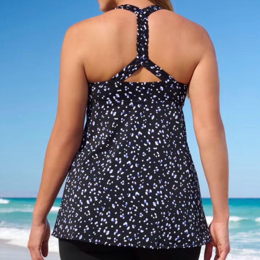 Nwt Braided Racer Back Tankini Top Swimsuits For All longer length Size 14 - Picture 2 of 6